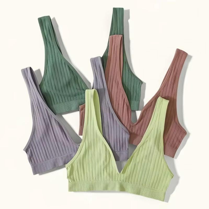 Women's Deep V Neck Seamless Push Up Bralette Wireless Lingerie Crop Top white s