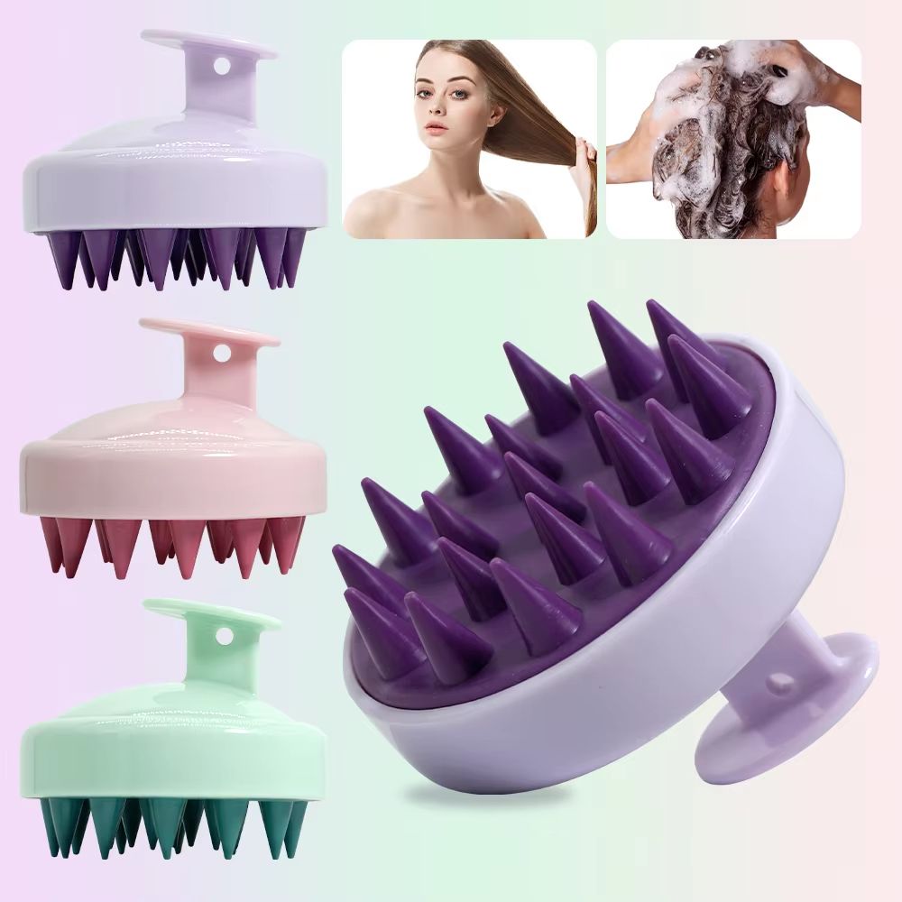 Silicone Scalp Massage Brush Shampoo Brush With Magic Handle For Hair And Body yellow