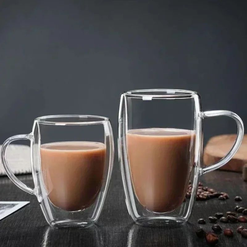 Double Wall Transparent Borosilicate Glass Coffee Cup Insulated Espresso & Milk Mug 8.5 Fl Oz