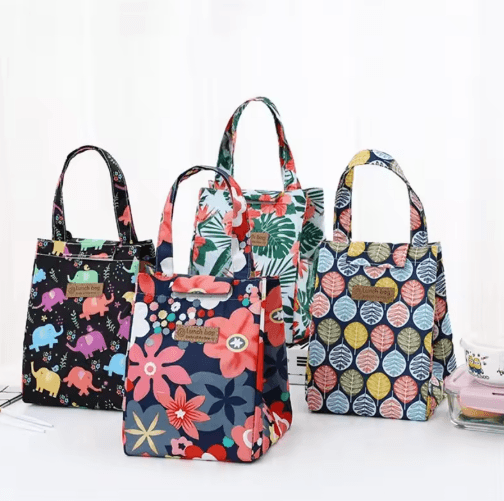 Insulated Thermal Cooler Bag Leakproof Lunch & Drink Storage For Picnic, Camping & Beach dark Gray Flower C