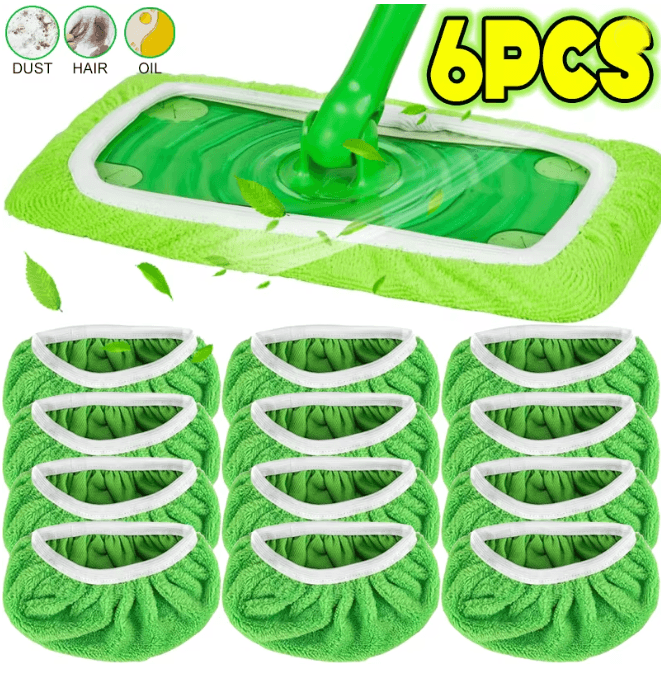 Reusable Microfiber Mop Pads For Wet And Dry Floor Cleaning green 1pcs
