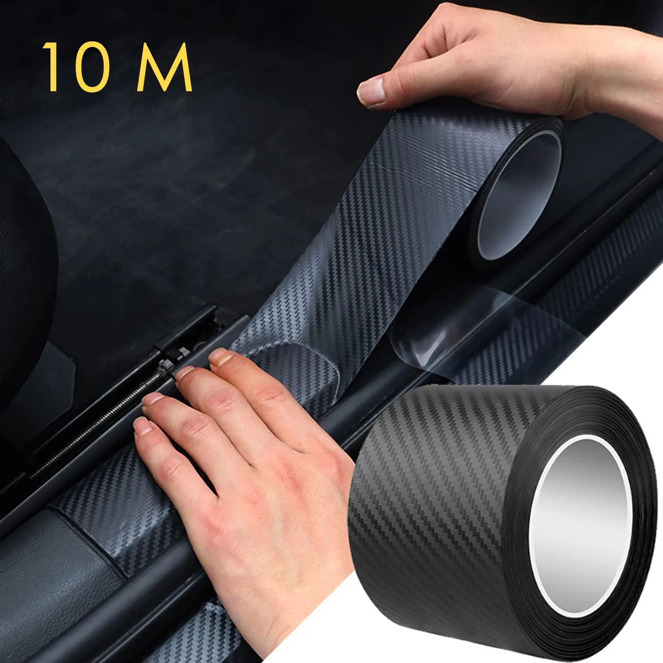 Nano Carbon Fiber 3D Protective Tape Waterproof Scratch Resistant Car Door Mirror DIY Protection Strip 2.76 In 3.28 Ft Long