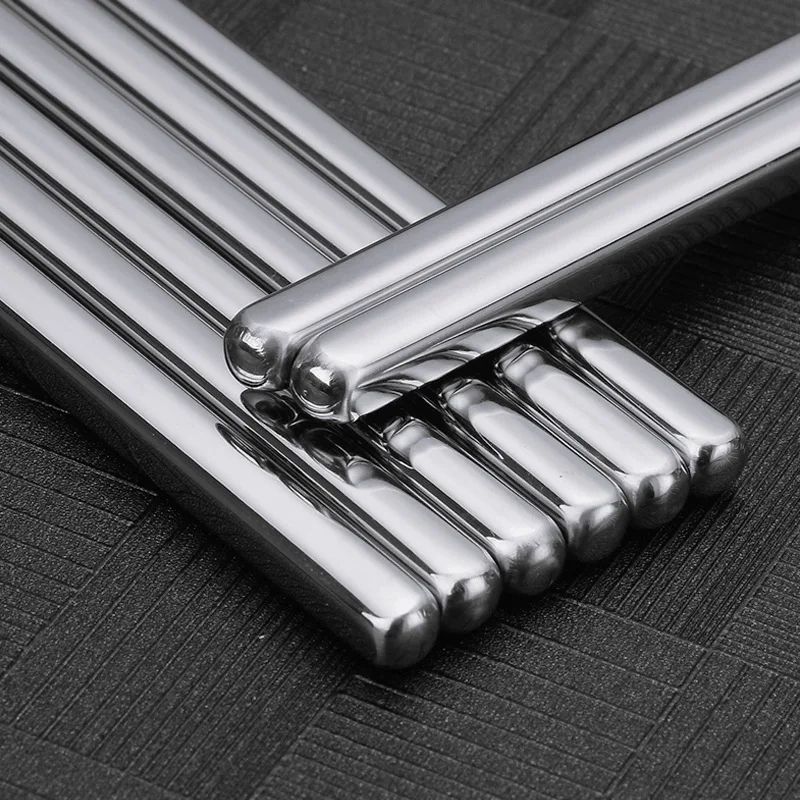5 Pairs 304 Stainless Steel Chopsticks Reusable Non Slip Dishwasher Safe, Modern Durable Food Grade Tableware Set 5 Pairs