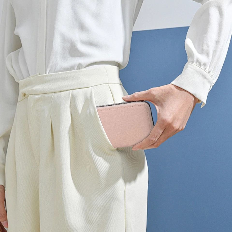 Leather Credit Card Holder With Zipper & Coin Slots Portable Travel Wallet For Men And Women Leather Credit Card Holder With Zipper & Coin Slots Portable Travel Wallet For Men And Women