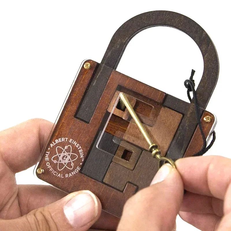 Classic Wooden Brainteaser Puzzle IQ Lock Challenge Game For Kids Cognitive Development 1 Pc