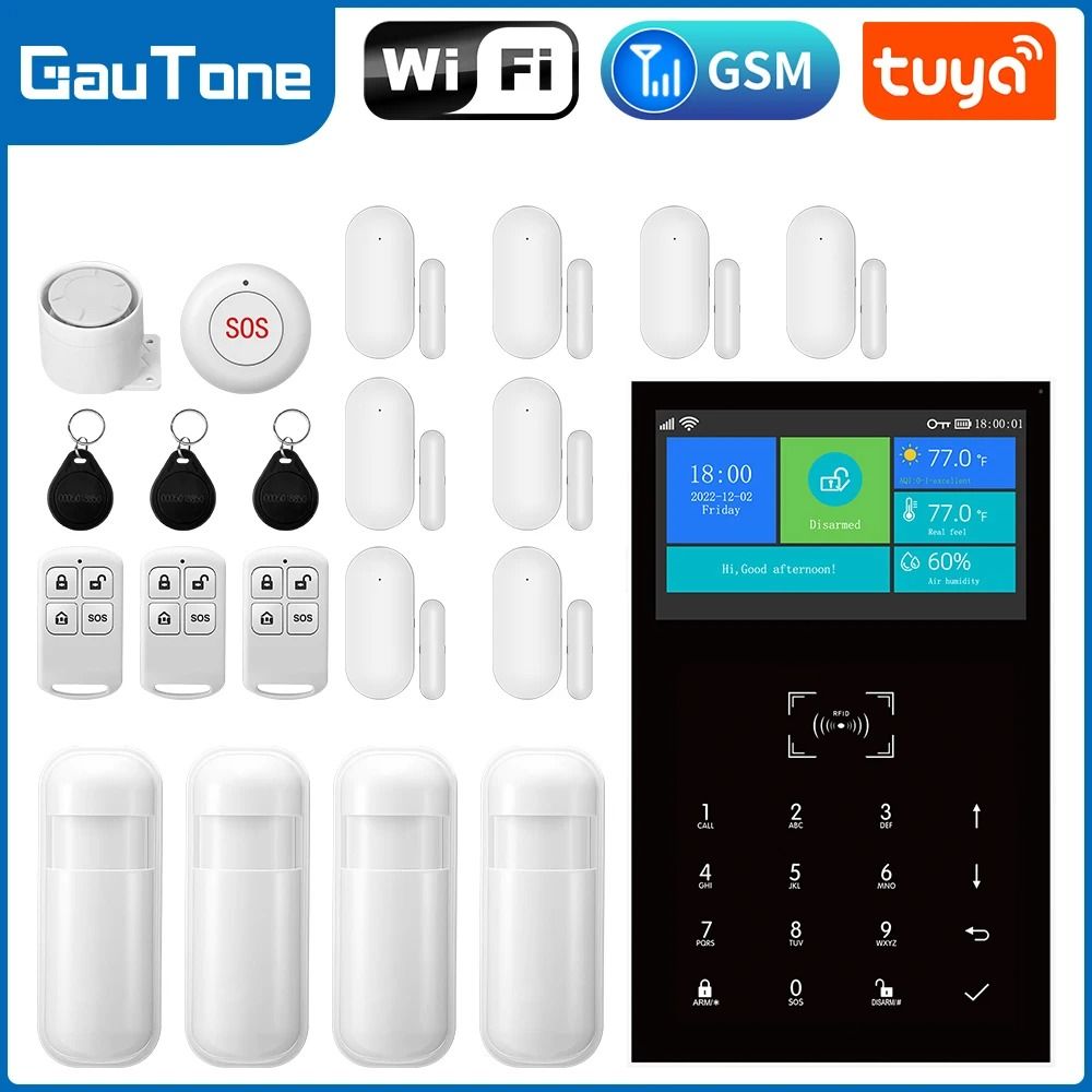 PG109 WiFi GSM Home Alarm System Tuya Smart Wireless Security Kit With 4.3 Inch Touch Screen u uk Plug