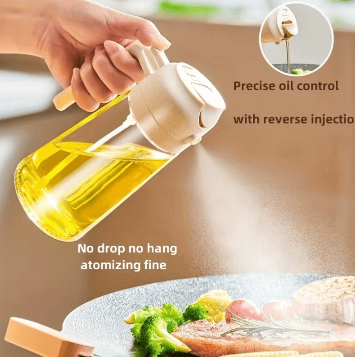 Dual Purpose Kitchen Oil Spray Bottle Leakproof Oil Can For Cooking And Household Use black Plastic