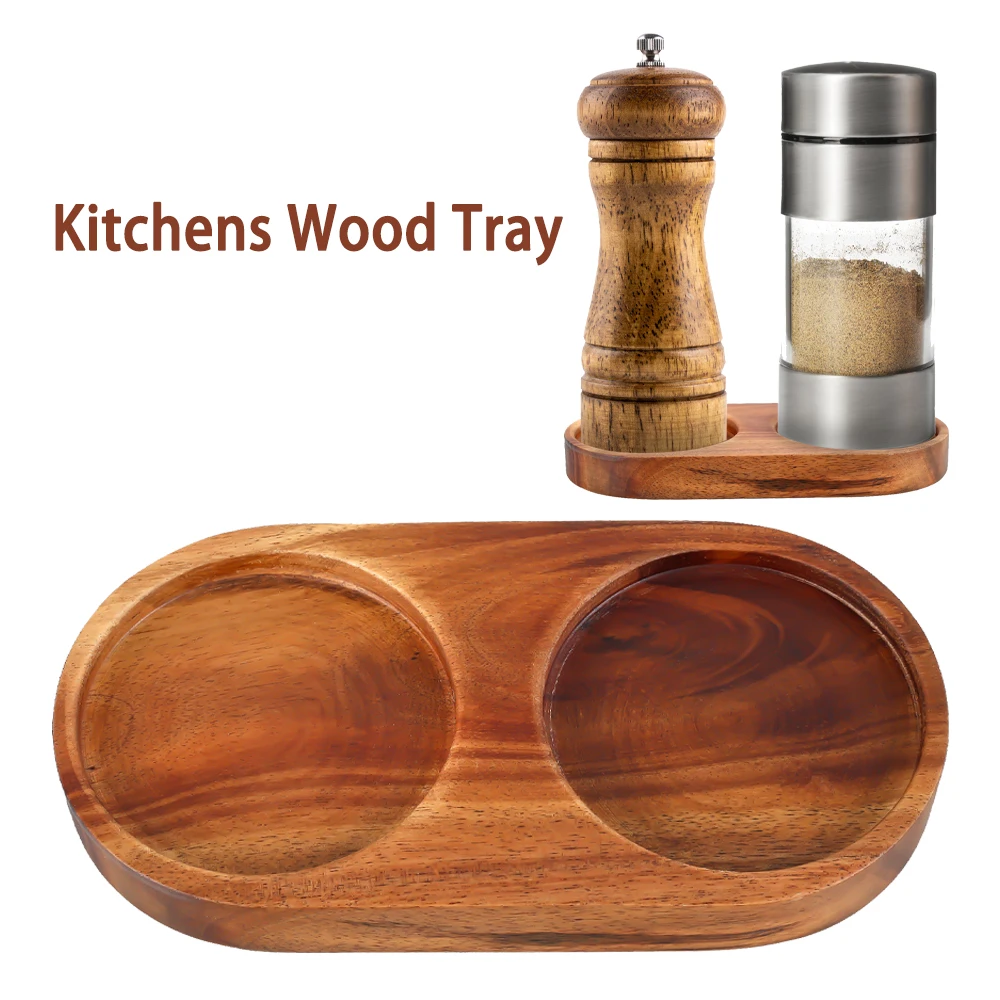 Salt And Pepper Mill Tray, Kitchen Storage Holder, Multipurpose Wood Tray Bracket, Salt Grinder Base Accessories Salt And Pepper Mill Tray, Kitchen Storage Holder, Multipurpose Wood Tray Bracket, Salt Grinder Base Accessories