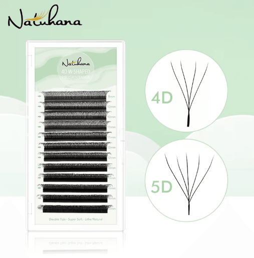 NATUHANA W Shaped 4D5D Premade Volume Lash Extensions Soft, Natural Faux Mink w shaped 5d 11mm lu