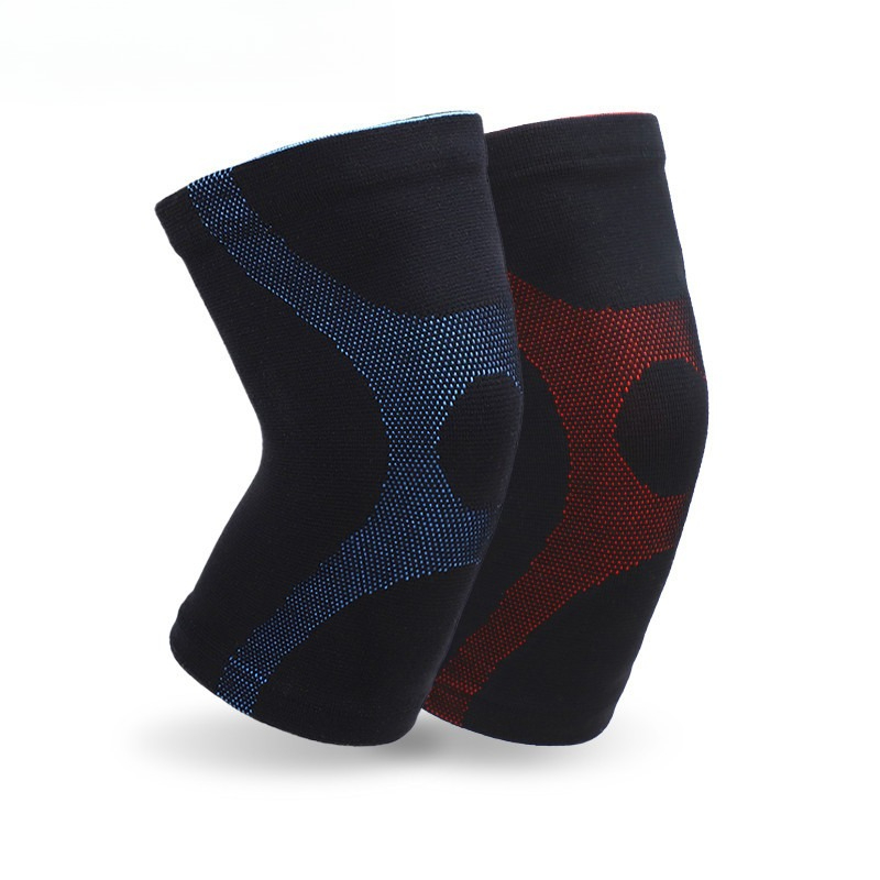 Breathable Sports Nylon 3D High Elastic Knitted Knee Pads, Warm And Sweat Absorbing For Running red m