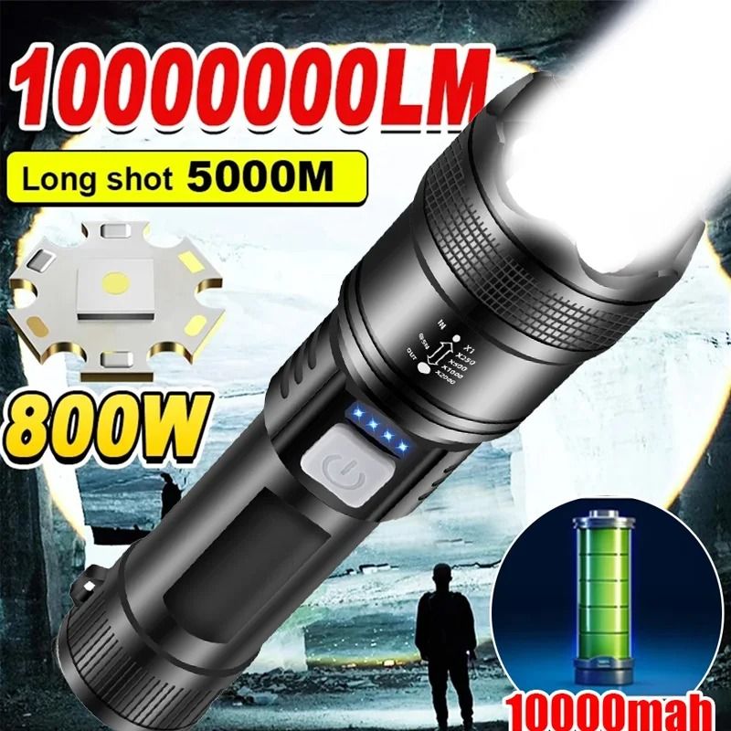 P70 Ultra Bright Flashlight Rechargeable Tactical LED Zoom Light With Built In Battery 07