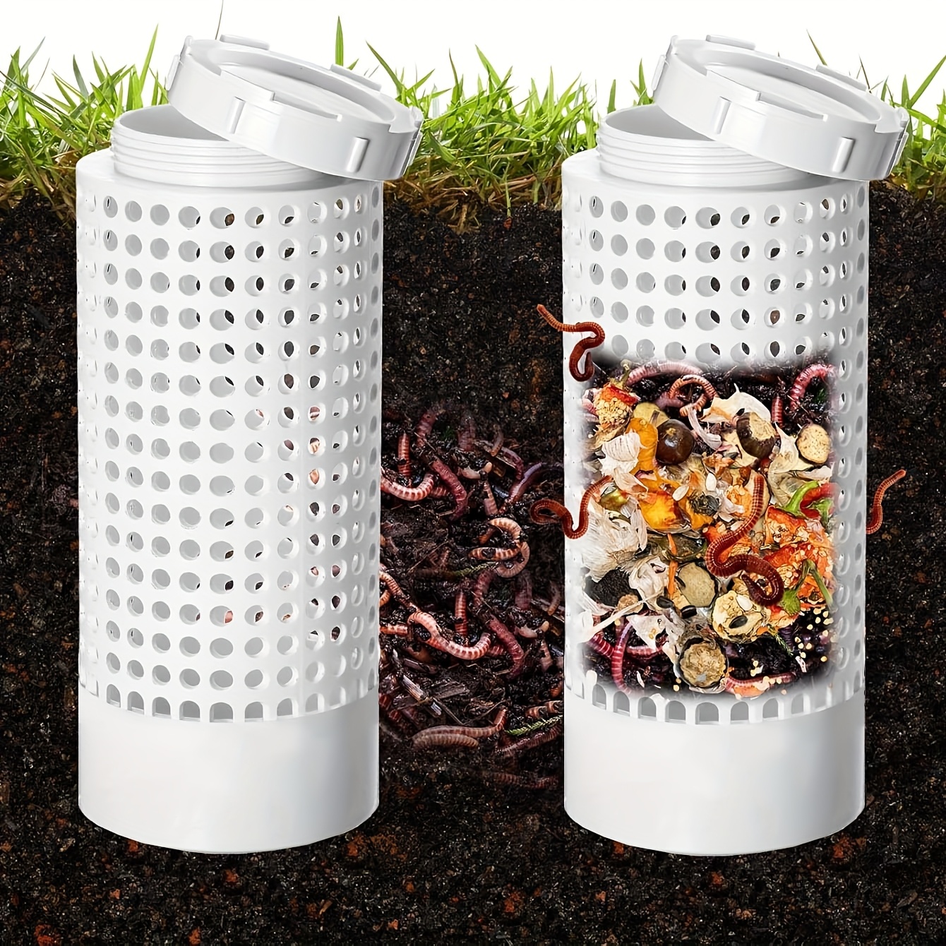 Space Saving PVC Worm Tea Composter Tube For Small Flower Pots And Garden Worm Composting Bin For Lawn And Garden Care Space Saving PVC Worm Tea Composter Tube For Small Flower Pots And Garden Worm Composting Bin For Lawn And Garden Care