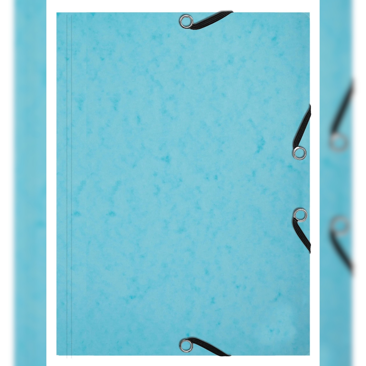 Exacompta 555662E 10x Karteikarten-Set mit Sammelmappe (3 Klappen, Gummizugverschluss) und 25 Karteikarten A5, kariert, Kollektion AquarelPastellblau Image