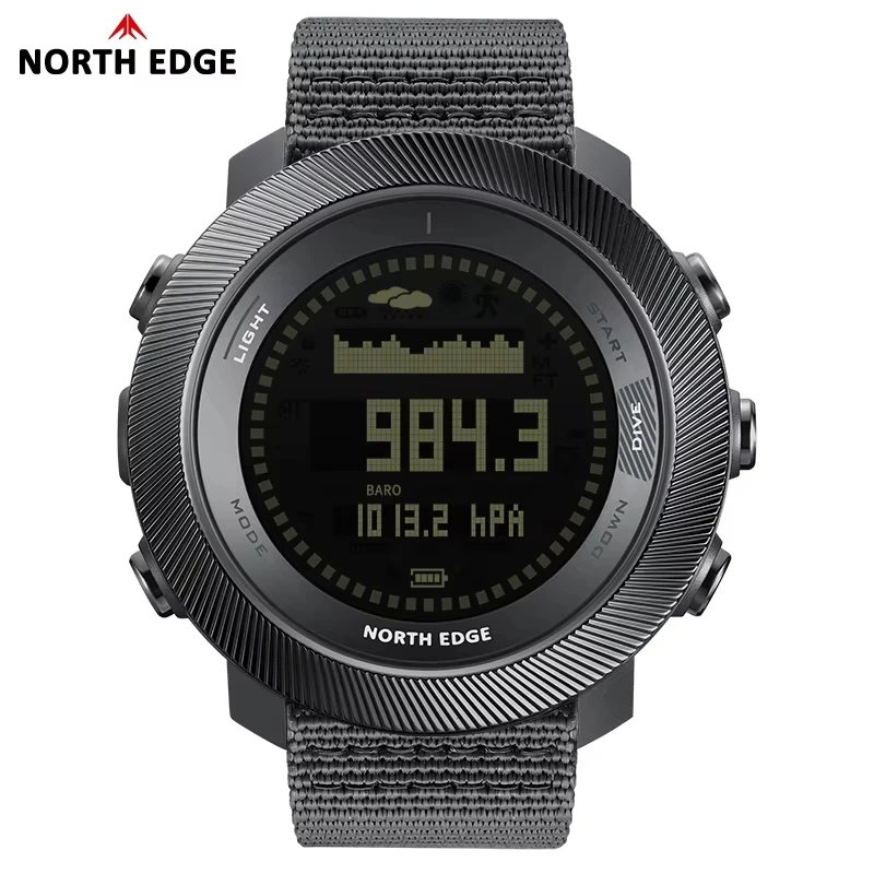 NORTH EDGE APACHE-D Men Free Dive Digital Watch Outdoor Sports Swimming Waterproof 100M Altitude Barometer Compass Wristwatches
