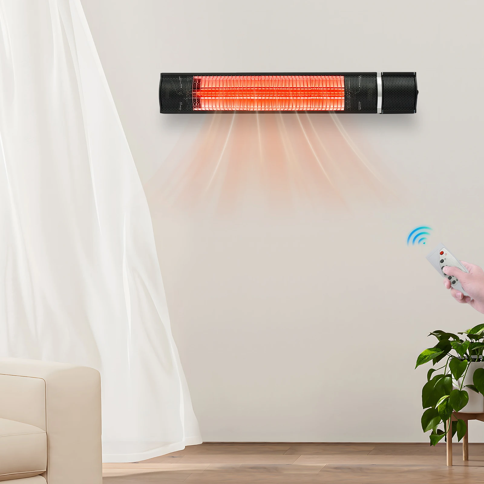 Infrarotheizung, Infrarot-Außenheizung, wandmontierter elektrischer Terrassenheizer mit Fernbedienung für Restaurant, Terrasse, Hinterhof Image