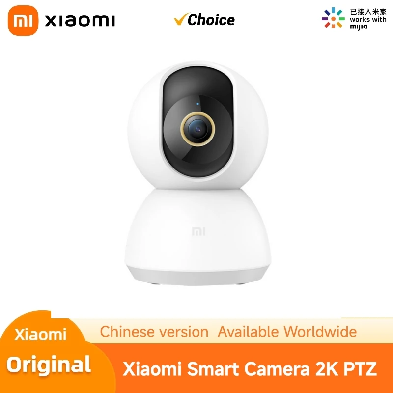 Xiaomi 360 ° Caméra de sécurité intelligente pour la maison Mi PTZ 2K Webcam 1296P 3 mégapixels Détection humaine par IA Vision nocturne Webcam Version chinoise