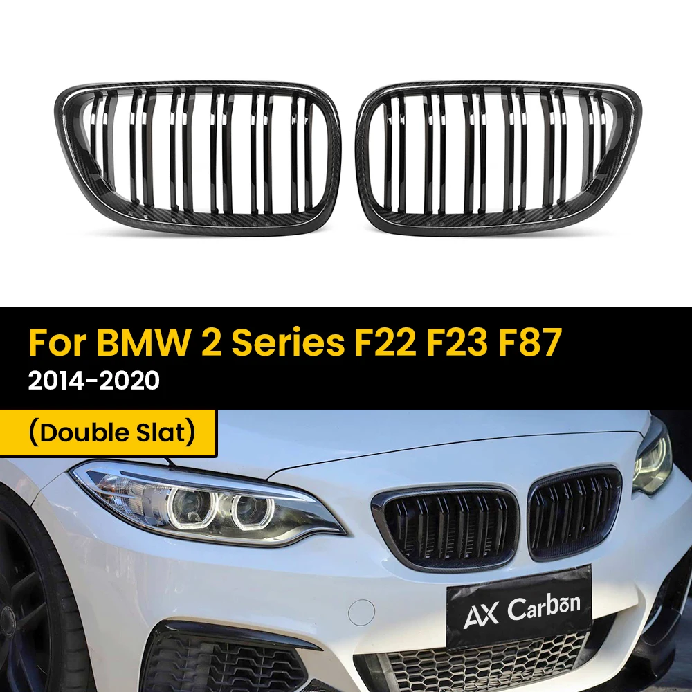 Real Dry Carbon Fiber Racing Grills für BMW 2er F22 F23 F87 2014–2020 Double Slat Front Bumper Nierenhaubengitter Image