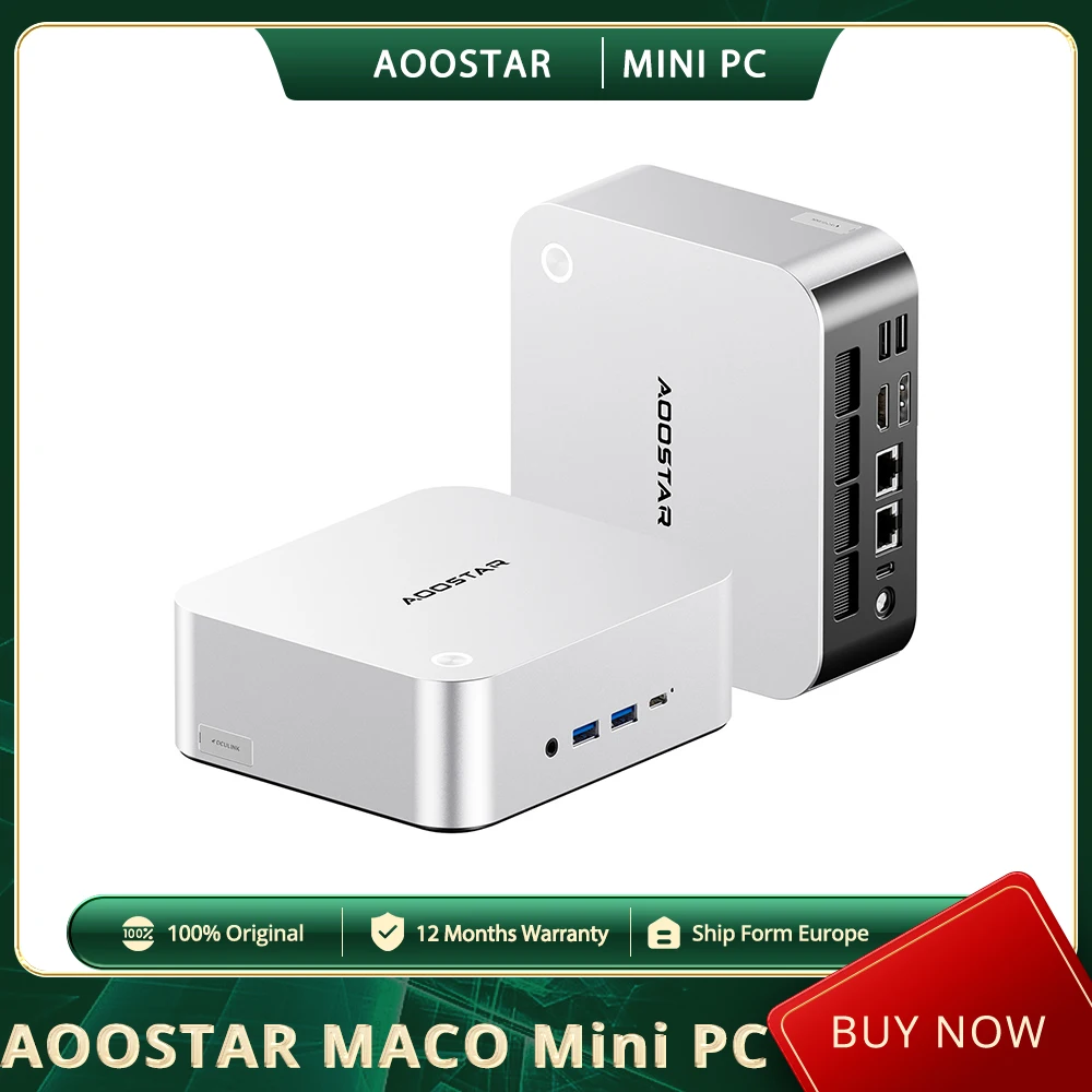 AOOSTAR MACO Mini-PC Barebone (Ohne RAM Ohne SSD), AMD Ryzen 7 H255 8 Kerne Max 4,9GHz, 2*USB4+HDMI + DP Quad-Screen-Anzeige WiFi 6 Image