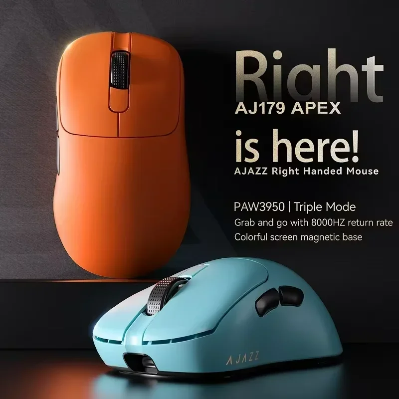 Ajazz AJ179 APEX Kabellose Gaming-Maus mit Farbbildschirm-Basis, Bluetooth, PAW3395, 400mAh Akku, 8000Hz Bildwiederholrate Image