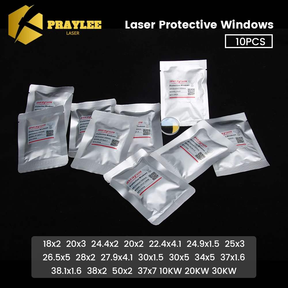 Praylee Laserlinse Schutzfenster 27,9 x 4,1 34 x 5 37 x 7 optisches Glas für Raytools BOCI Bodor Precitec Faserschneidkopf Image