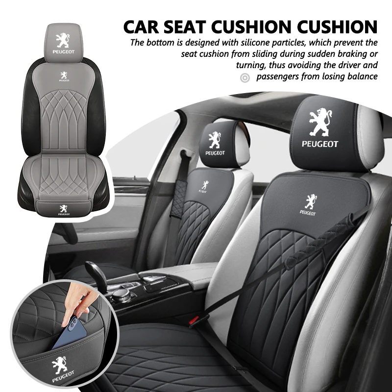 Coussin de siège avec Logo de voiture Peugeot, appui-tête de siège automobile, taie d