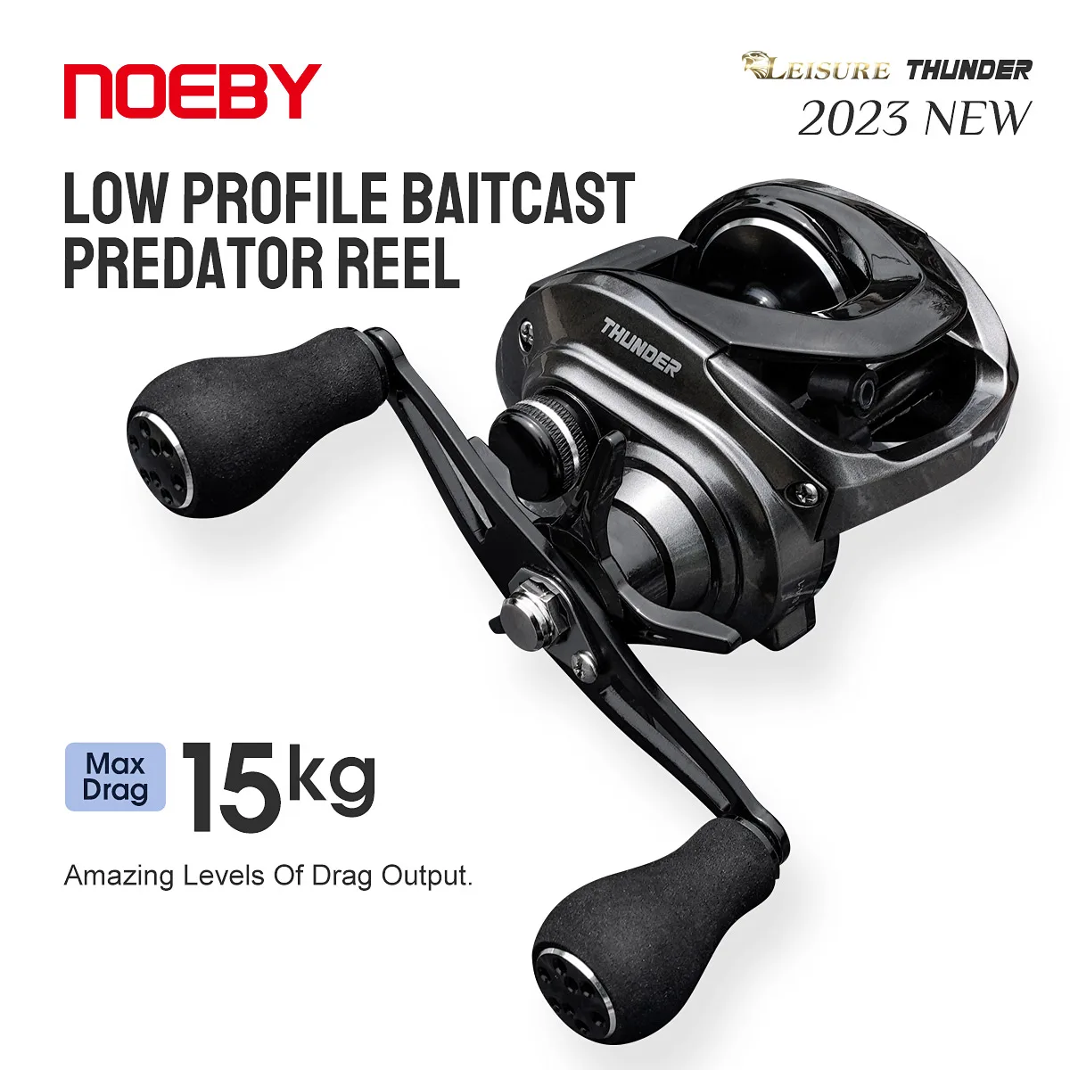 Noeby Predator Baitcasting-Rolle, 6,4:1 Übersetzungsverhältnis, Low-Profile-Magnetbremssystem, 8 + 1 Lager, 15 kg Zugang, Angelspule