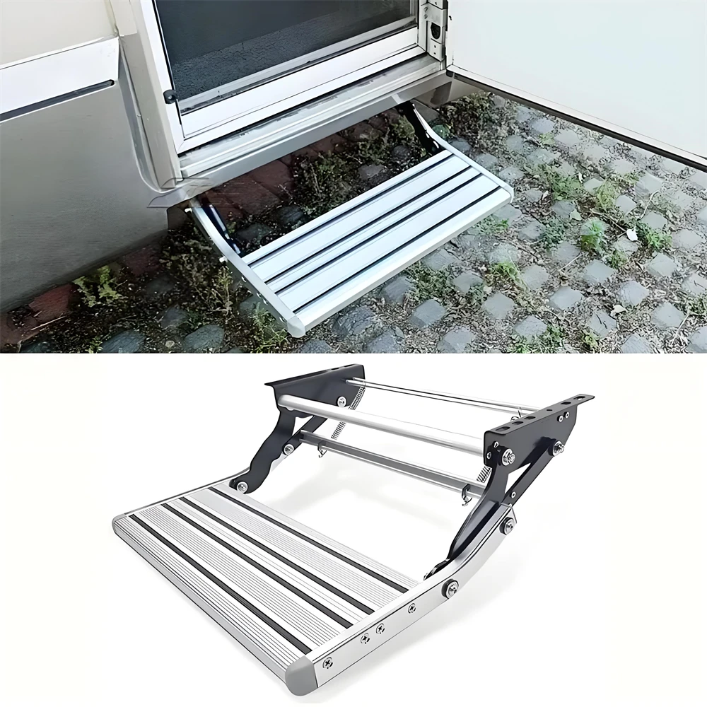 RV Eingangstür Manuelle Klappleiter Stufe Wohnmobile Aluminiumlegierung RV Pedalstufe Teleskopisch Rutschfest Wohnwagen Zubehör