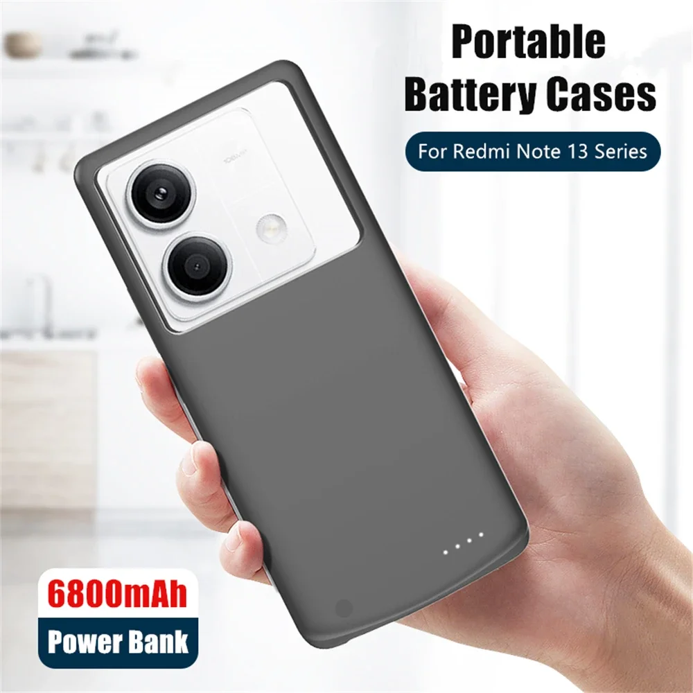 Externes batterie gehäuse für xiaomi redmi note 13 pro note 13 pro tragbare power bank abdeckung redmi note 13 power case 6800mah Image