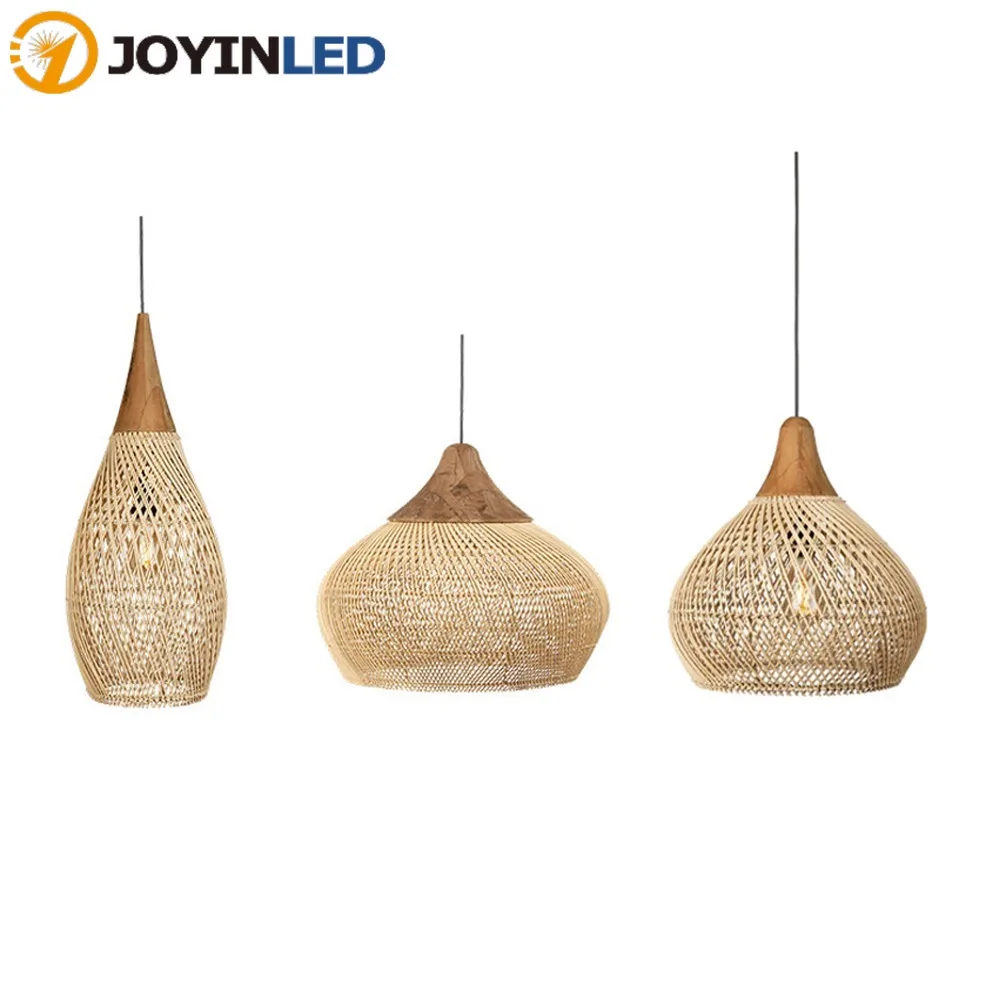 JOYINLED Vintage Rattan Pendelleuchte Große Korbgeflecht Handgewebte Kronleuchter Natürliche Beige Deckenleuchte für Wohnzimmer Esszimmer