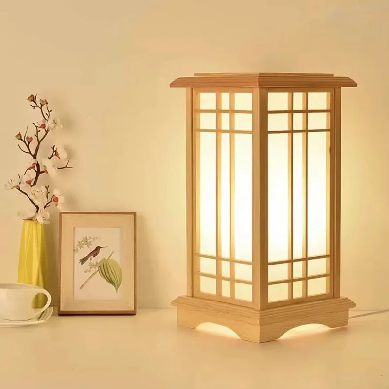 Japanische Stehlampe, minimalistische LED-Lampe, quadratisch, Holz, hergestellt für Wohnzimmer, Schlafzimmer, Zuhause, dekorative Küche, Lounge, Stehleuchte