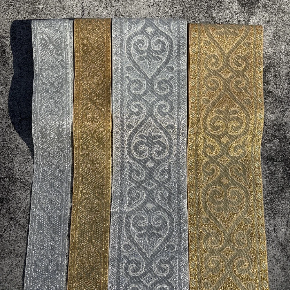 8 Meter 50 mm oder 100 mm Gold Silber Vintage ethnische Stickerei Spitzenband Boho Trim DIY Kleidung Tasche Zubehör bestickter Stoff