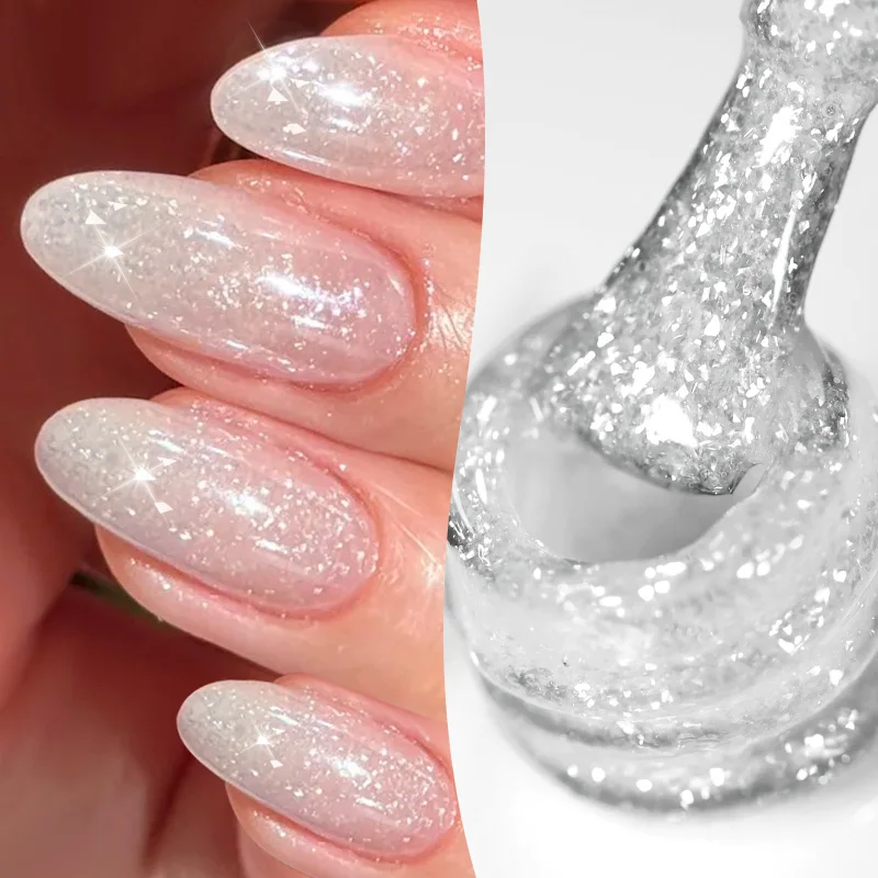 BORN PRETTY 1 Flasche 10ml Flatternde Flocken Jelly Gel Nagellack Semi-Permanent Nail Art Maniküre Abziehbarer LED-Nagellack Vernis Image