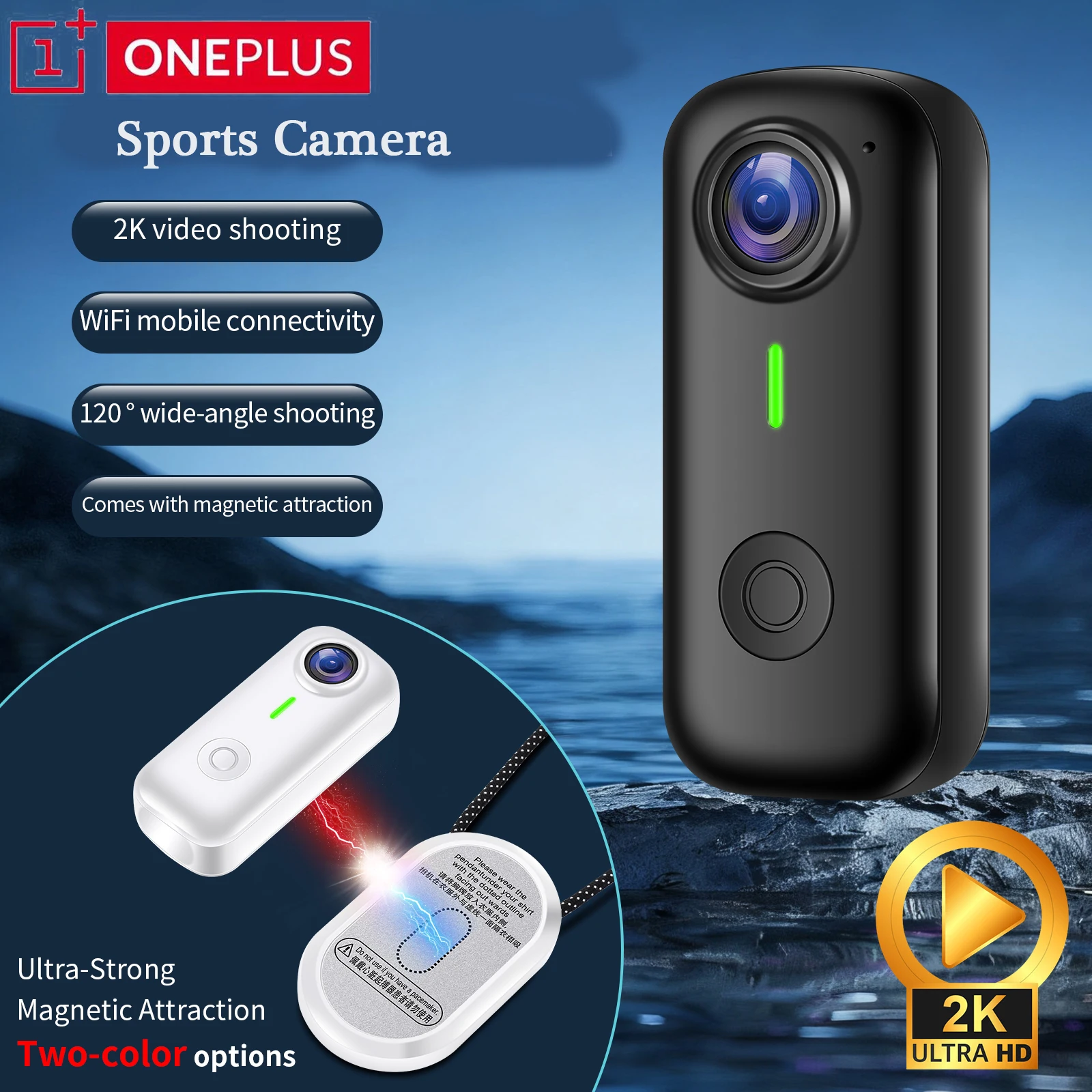 OnePlus Magnetische Sportkamera 1080P HD Daumen Action Kamera Tasche Sport Cam Recorder Video VlogMagnetische Anziehungshalterung Image