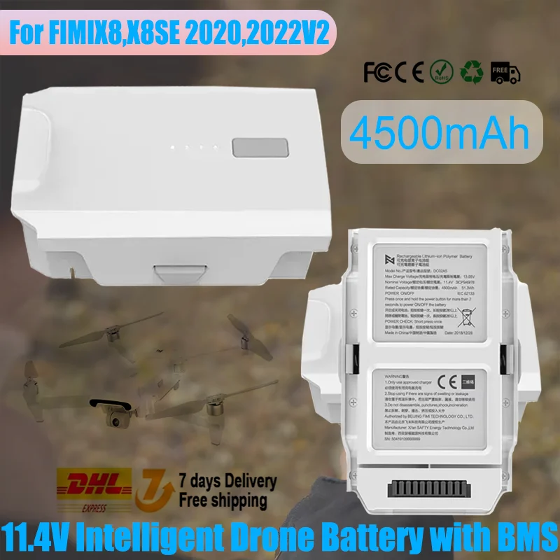 11,4 V 4500 mAh intelligenter Drohnenakku mit BMS Tech für FIMI X8 SE 2020 2022 V2 Sofortschutz | Schnellladung DC02A5 Image