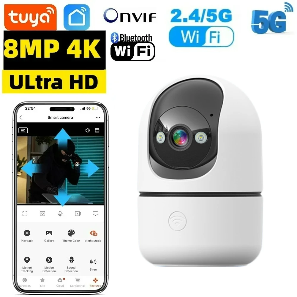 Tuya 8MP 5G WiFi Kamera Tuya Smart Home Drahtlose IP Überwachungs Kamera AI Erkennen Automatische Tracking Sicherheit Baby Monitor TUYA Image