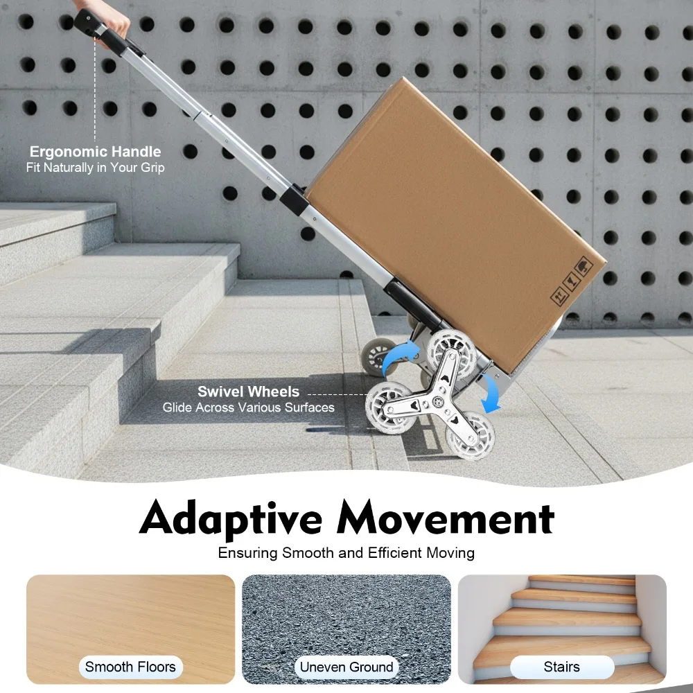 165 Pfund faltbarer Treppensteiger, tragbarer Handwagen mit 6 Rädern, Kletterstufen, robuster beweglicher Transportwagen mit Rutschfestigkeit Image