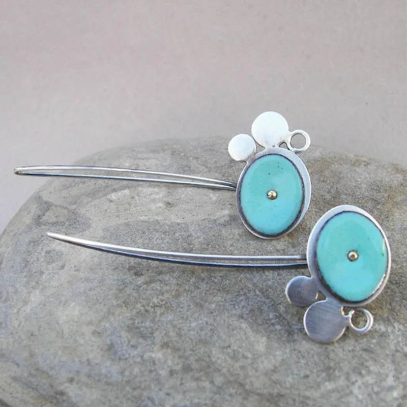 Exquisite blaue Öl tropfende Blume Dekor lange baumeln Ohrringe elegante pastorale Stil zarte weibliche Geschenk Ornamente Image