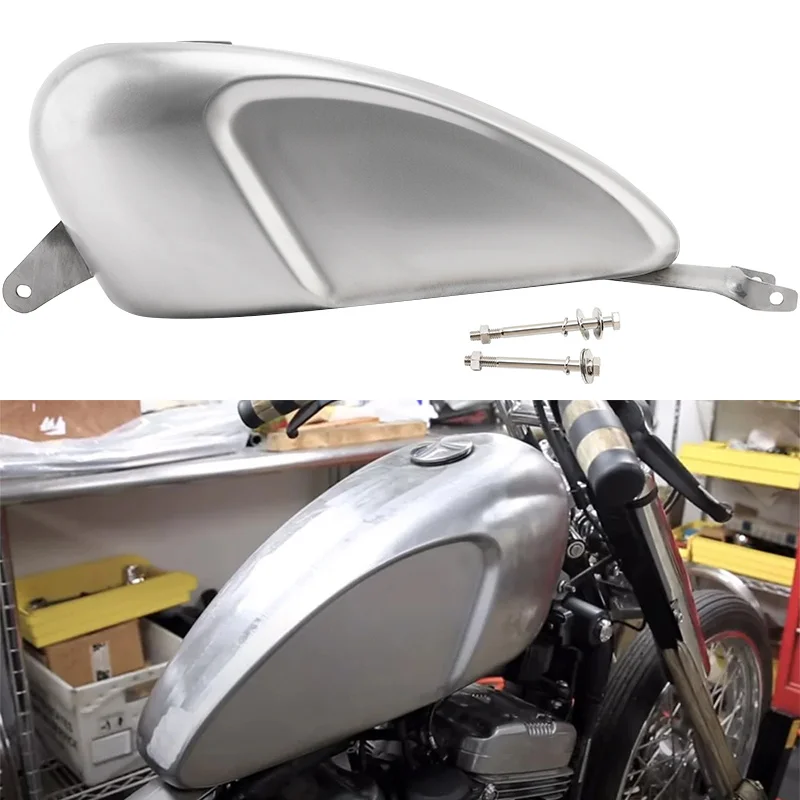 14,4 l 3,8 Gal modifizierter Motorrad unlackierter Gas-Kraftstofftank mit Kappe/Wasserhahn Benzin für Harley Sportster XL 72 883 1200 48 Eisen ab 2007 Image