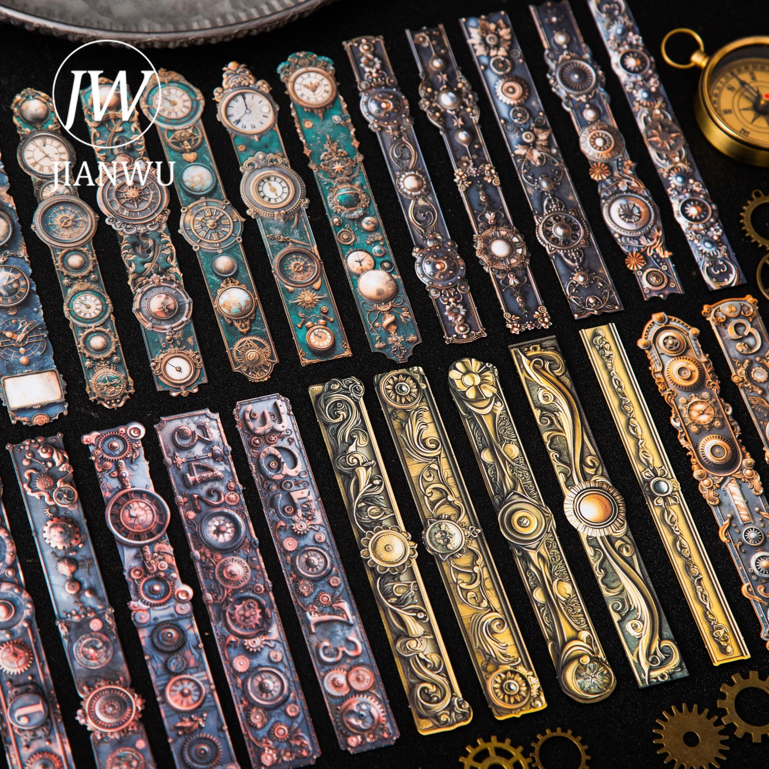 JIANWU Punk Boundaryer Serie Vintage Anzahl Uhr Landschaft Material Collage Relief Aufkleber Kreative DIY Journal Schreibwaren Image