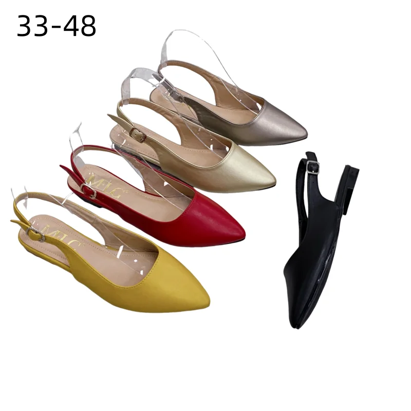Dame Plain Back Strap Matte Flache Sandalen Spitze Spitze Schuhe In Gelbgold Gun Kleid Outdoor Schuhe Plus Größen 34 47 48 Neue Ankunft