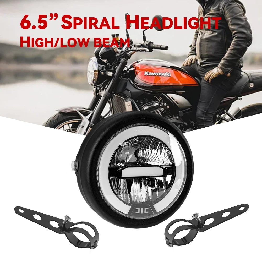 Faro principale universale per moto da 6,5 pollici per Harley Sportster Cafe Racer Lampada frontale rotonda da 6,5 "per Honda Yamaha Suzuki Custom