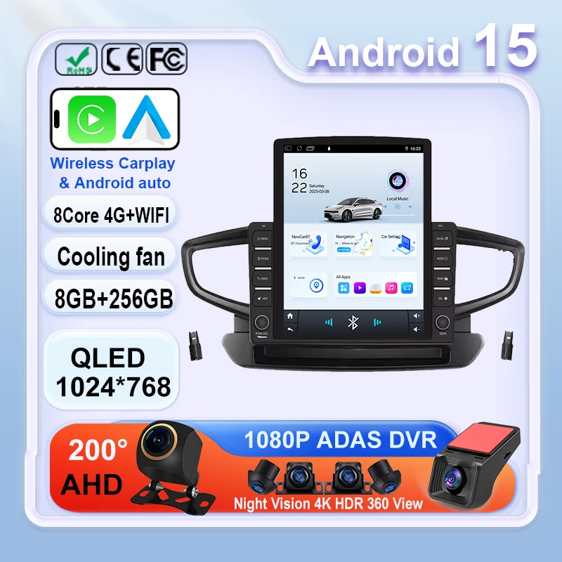 Android 15 Für Hyundai Ioniq 2016 2017 2018 2019 2020 2021-2023 Multimedia QLED 4G LTE DVD GPS WIFI Kopf Einheit AUTO 9,7 zoll Image