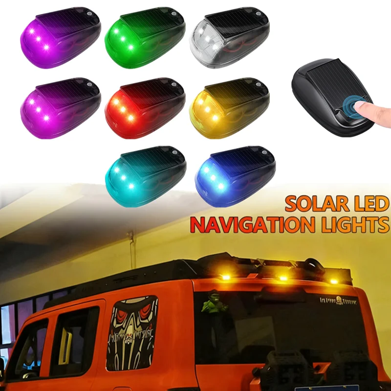2/4/5x Neue Solar Auto Dach Licht Drahtlose RGB Strobe Cab Lkw SUV Dach Lichter mit Fernbedienung innen LED-Blitz Lampe Image