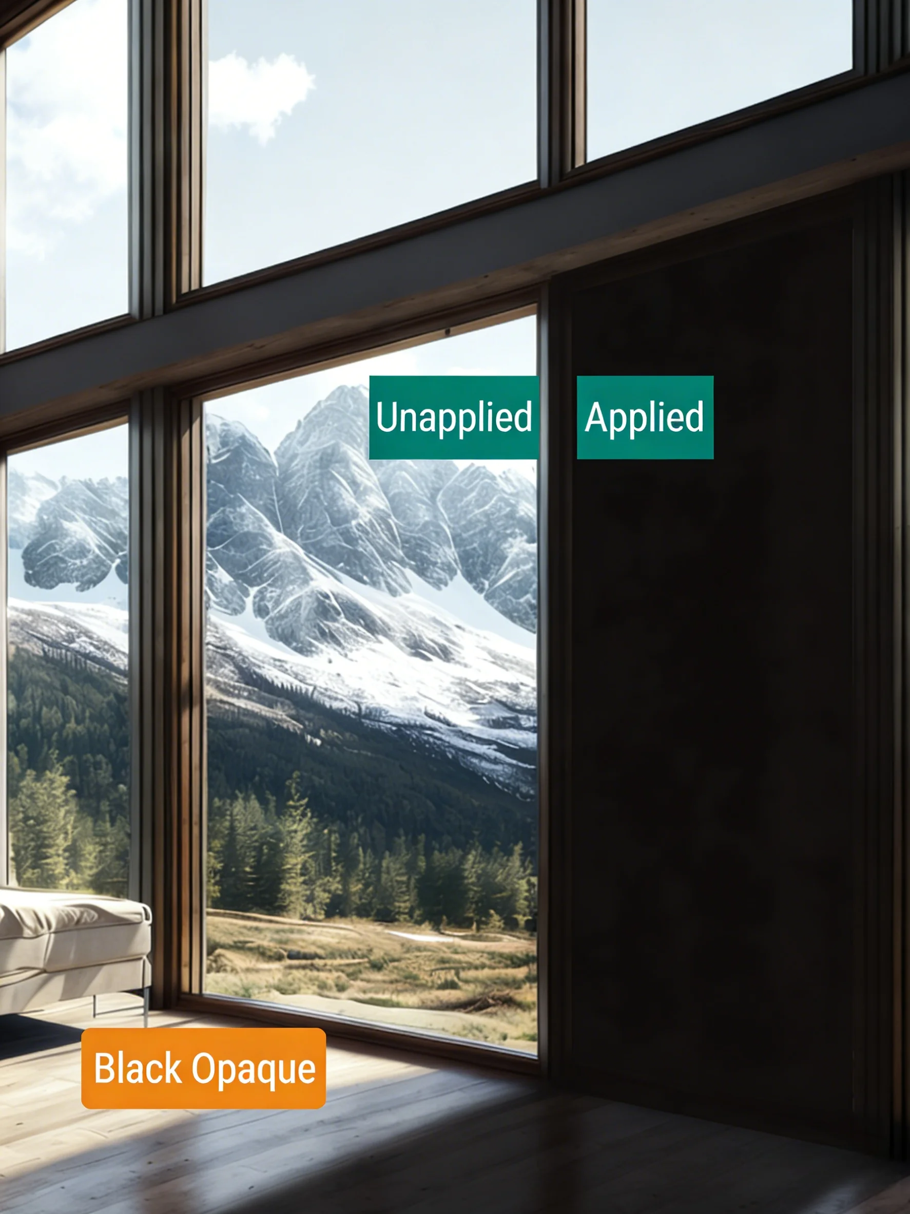 Film occultant pour fenêtre 100% occultant, obscurité totale, confidentialité, teinte noire pour fenêtre, isolation thermique pour chambre à coucher, crèche, home cinéma