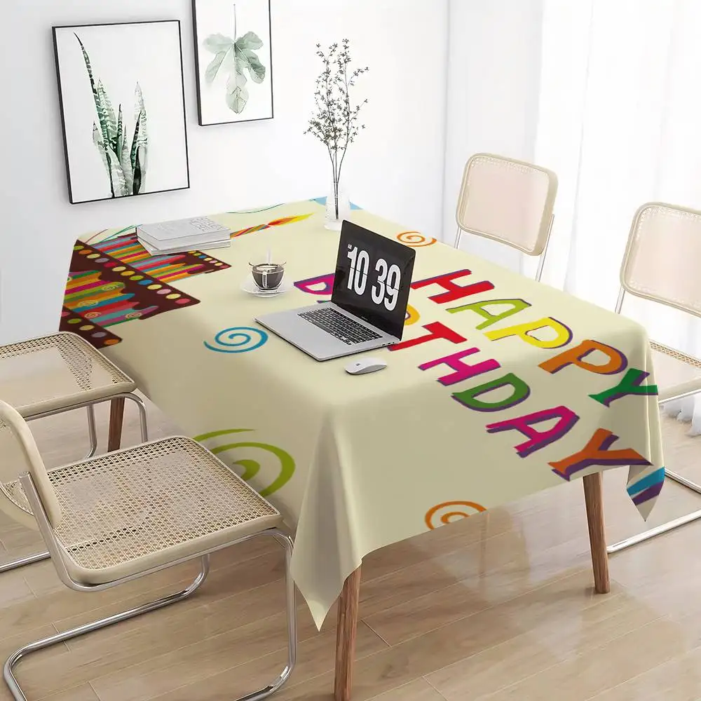 Alles Gute zum Geburtstag Tischdecke Frühling Sommer Bauernhaus Französischer Stil Tischdecke Wasserdichter Stoff Sondergröße Image