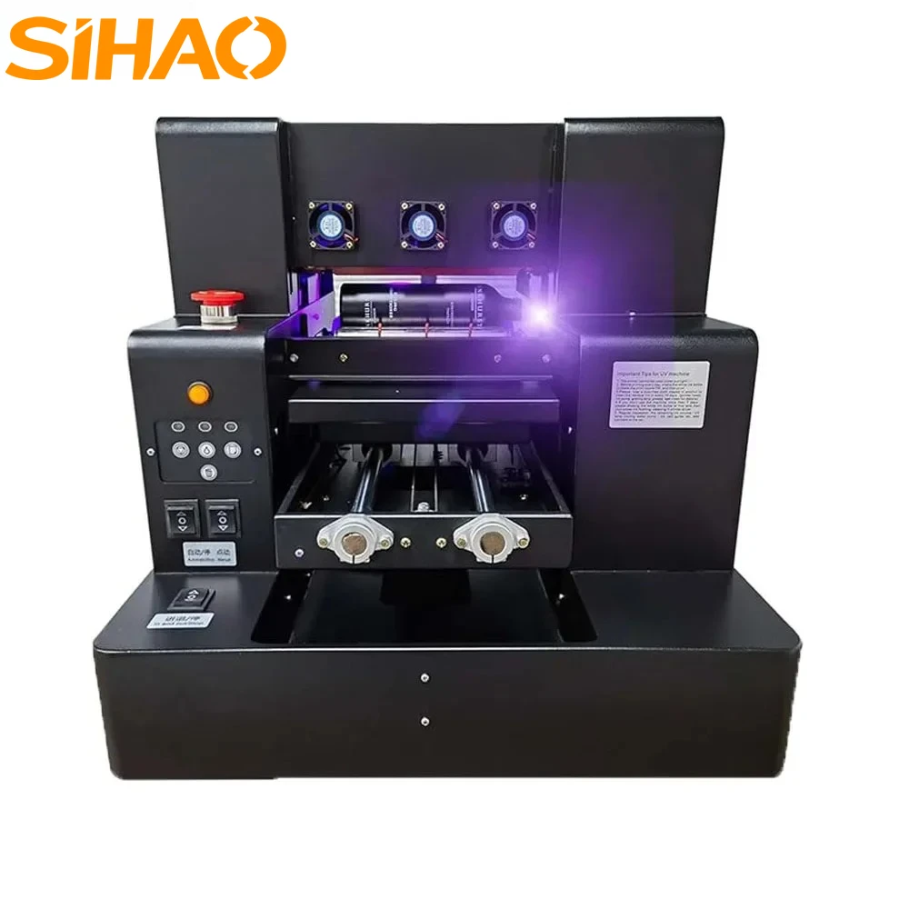 SIHAO A4 UV-Drucker LED DTF UV-Drucker Tintenstrahldrucker mit Drehung für Flaschen/Papier/Telefonhülle/PVC/Kunststoff/Holz/Metall/Leder Image