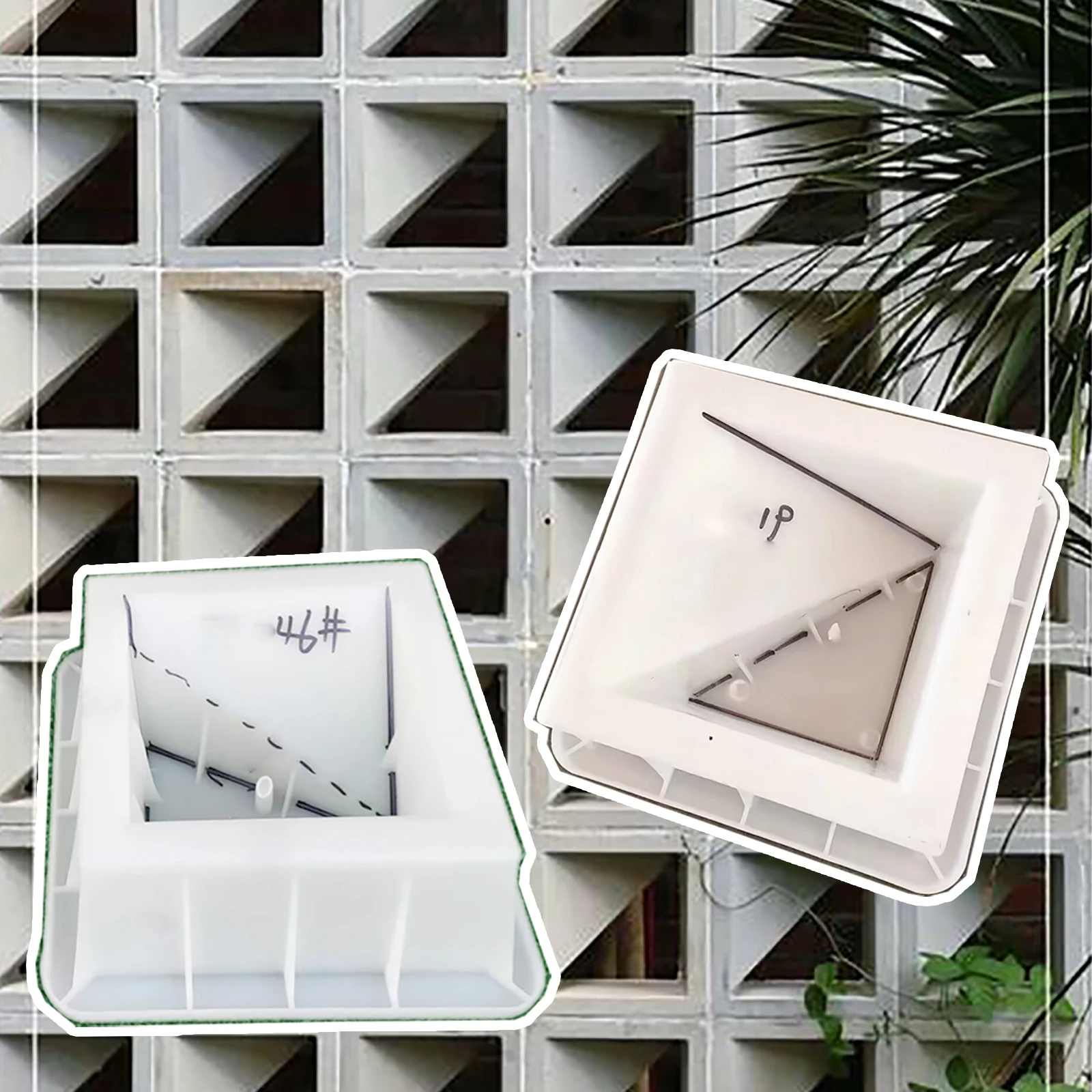 Zement Hohl Ziegel Kunststoff Form Moderne Geometrie 3D DIY Luft-Ziegel Gitter Partition Dekorative Durchbrochene Garten Hintergrund Wand Form Image