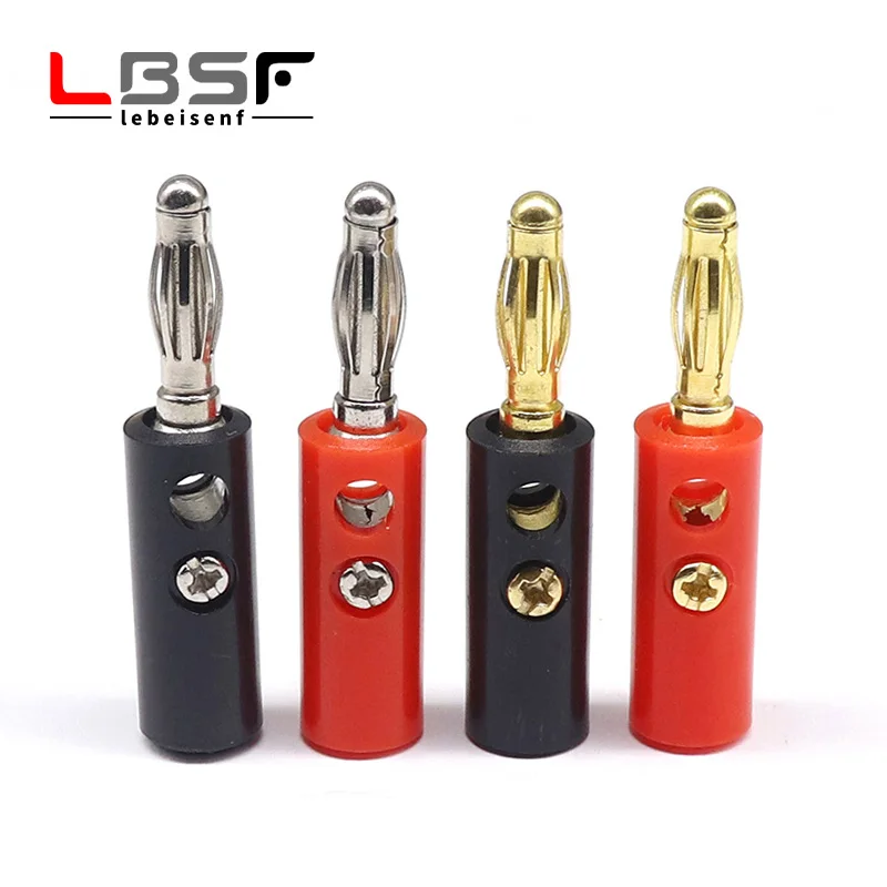 10 Stück/5 Paar Audio-Lautsprecher-Schraube, Bananen-Goldplatte, Steckverbinder, 4 mm, Schwarz, Rot, Online-Großhandel, Nickel/Gold Image