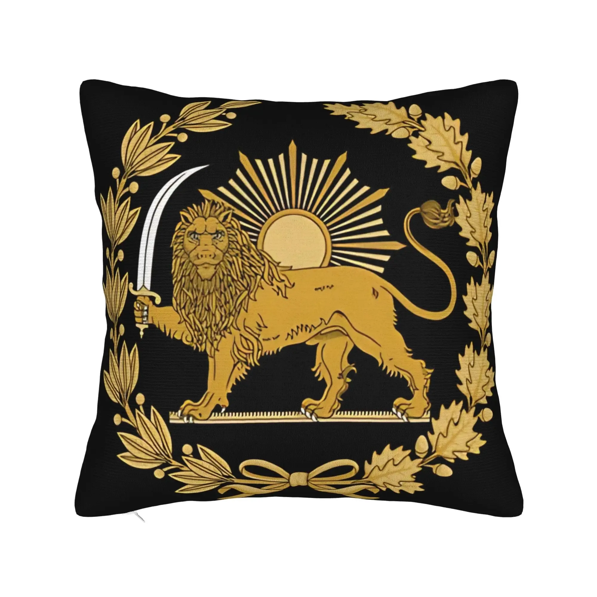 Persischer Löwen-Sonnen-Kissenbezug, doppelseitig, 2D-Druck, luxuriöser, stilvoller Kissenbezug für Schlafzimmer, Wohnzimmer, Sofa, königliches Accessoire, Geschenk Image