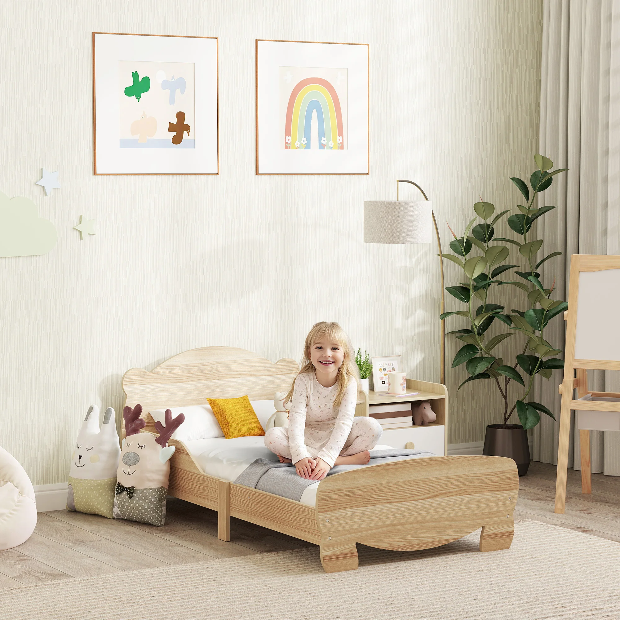 AIYAPLAY Kinderbett Jugendbett Hausbett mit Bären-Design Spielbett für 3-6Jahre